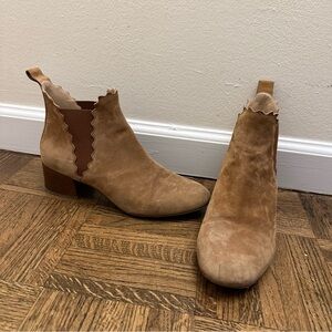 Chloe Suede Scalloped Chelsea Boots